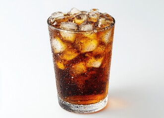 Refreshing drink filled with ice in a clear glass.