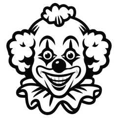 Obraz premium Monochrome clown face vector isolated white background