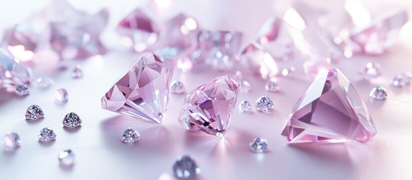 Delicate pink diamonds scattered on a soft pastel background