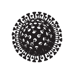 Microscopic View of a Virus Black and White Illustration