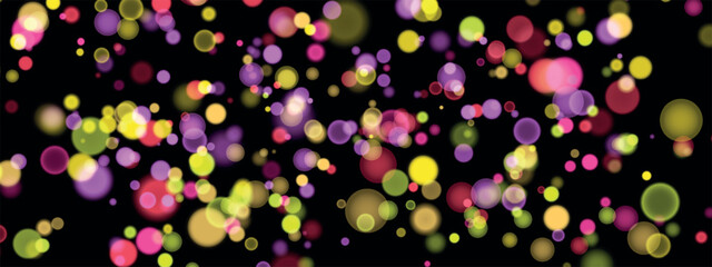 Abstract color shining bokeh isolated on transparent background. Lights and sparks glitter glowing effect. Lens flare Christmas or New Year holiday card.