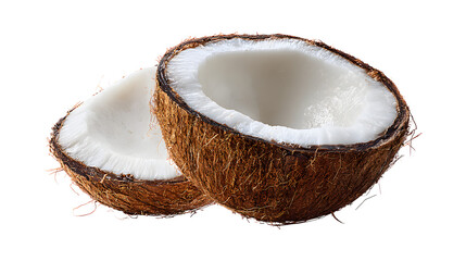 One beautiful fresh coconut half isolated on a white background