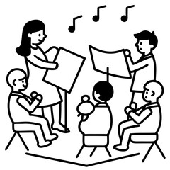 Music Class Vector | Generative AI & Linocut Silhouette Design for Creative Projects