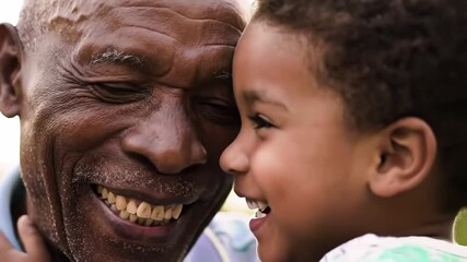 family bonding, intergenerational joy and connection, togetherness. shared moment between grandchildren and grandparents. elderly african american man laughing with grandson. retirement leisure - Powered by Adobe