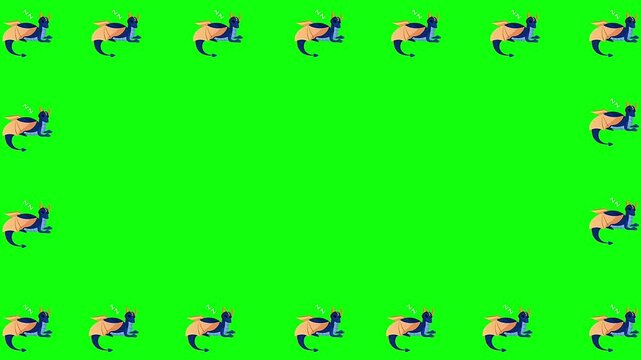 Dinosaur Sleeping cartoon icons frame pattern design green screen.