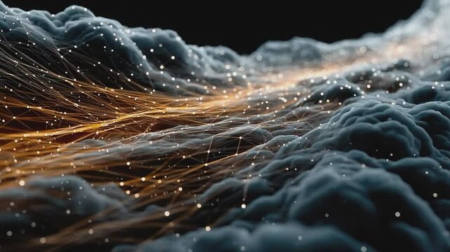 Cloud Connection: Abstract view of cloud connection or network of data that seamlessly bridges digital with physical world. showing the interconnection of network.