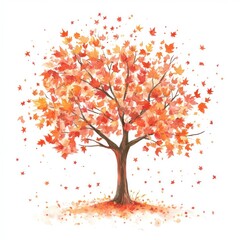 Fototapeta premium Autumnal maple tree illustration