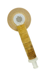 Old, dirty, and well-used water filter set against a transparent background