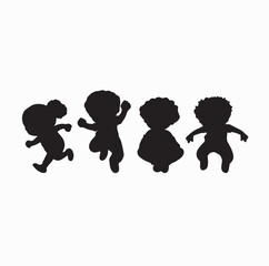 Set of kids silhouette cartoon character
