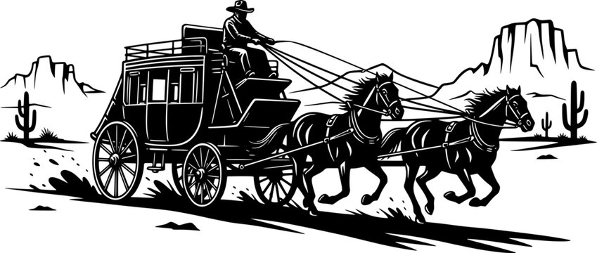 Vintage Stagecoach Silhouette