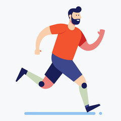 Flat vector character of a man with prosthetic leg jogging in park, athletic wear, motivational and inclusive design