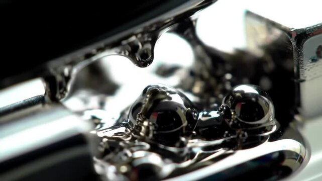 Close-up of shiny silver and brass musical instruments with