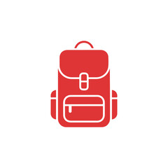 Isolated illustration of a red backpack bag with straps against a white background