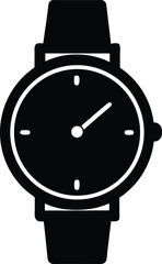 Black silhouette of a wristwatch with round face and clean strap