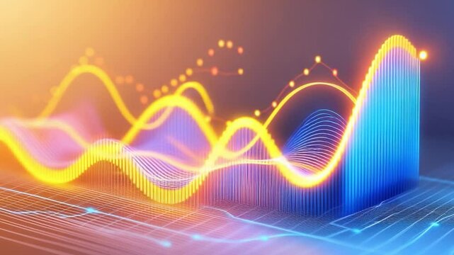 Colorful Abstract Data Visualization with Wave Patterns and Dynamic Statistics for Modern Analytics