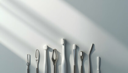 Arrangement of Hygiene Tools on a Light Gray Background