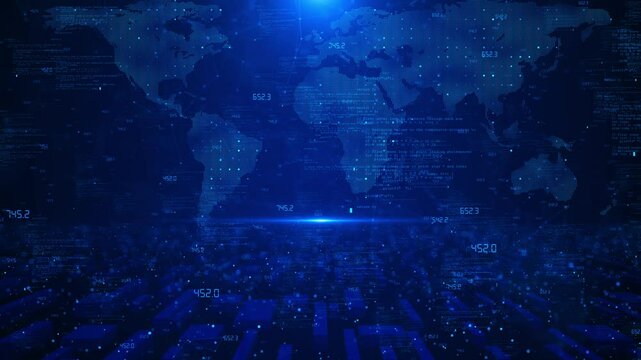 Broadcast Communications World Map Broadcast Broadcast News Background. Abstract Digital Globe, Futuristic Technology. 3d Earth Digital Connected Network. Worldwide Big Data Cloud. World Connections