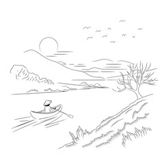 winter landscape vector illustration