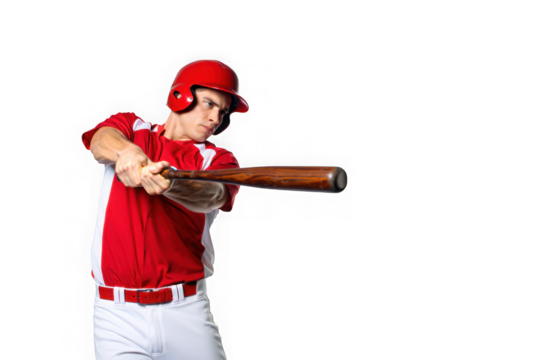 Baseball Player, Batting, Action Shot, Studio Photography, White Background, Sports Photography, Athleticism, Power, Focus, Determination