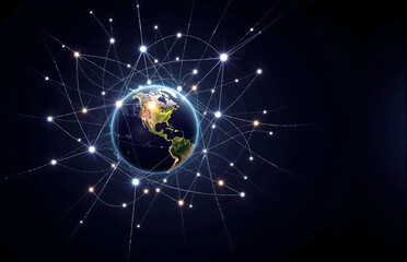 Obraz premium Earth Network Tech Connection