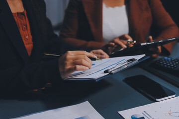 Business Documents, Auditor businesswoman checking searching document legal prepare paperwork or...