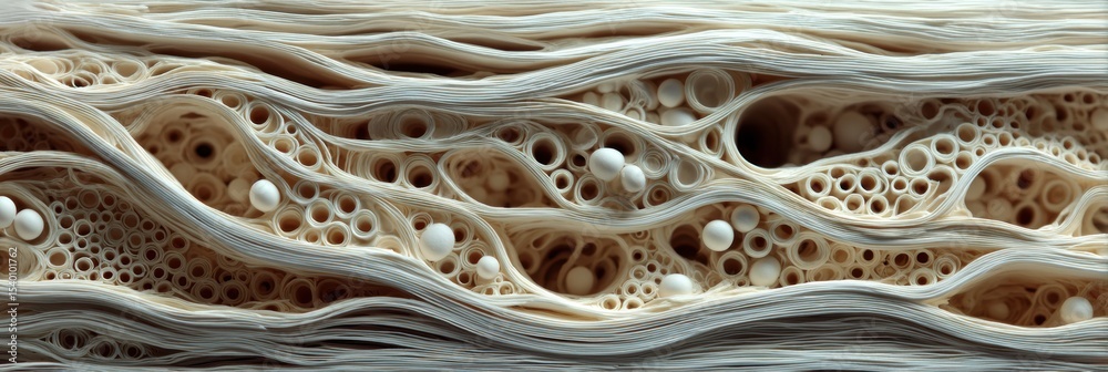 Poster intricate paper art showcases layered nerves in three-dimensional depth, revealing delicate textures