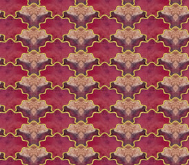 Zigzag seamless lattice pattern. Geometric background. Honeycomb. Seamless tracery for paper, wallpaper, textile. Inlay. Stained glass for interior. Art Deco. Jasper tile pattern. Oriental pattern.