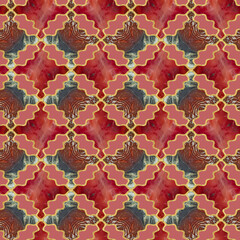 Zigzag seamless lattice pattern. Geometric background. Honeycomb. Seamless tracery for paper, wallpaper, textile. Inlay. Stained glass for interior. Art Deco. Jasper tile pattern. Oriental pattern.