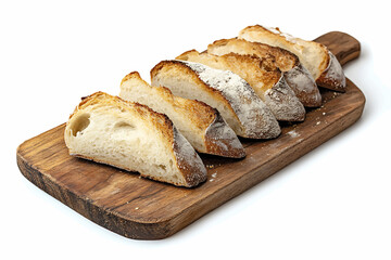 Sliced Bread on Wooden Board Isolated on Transparent Background