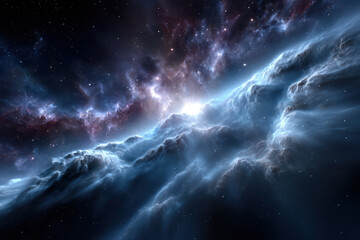 Fototapeta premium Cosmic clouds illuminated by distant stars in a vast galaxy