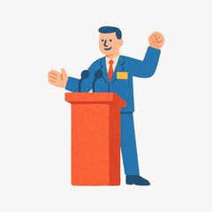 Obraz premium Animated speaker at podium