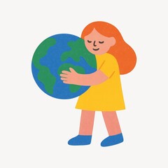 Fototapeta premium Child embraces Earth lovingly.