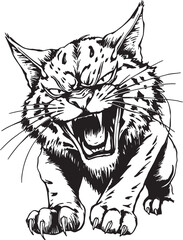 Aggressive cat. Hand drawn vector illustration	