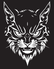 Aggressive cat. Hand drawn vector illustration	