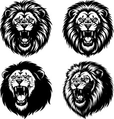 Lion Roaring Head_Silhouette Vector.eps