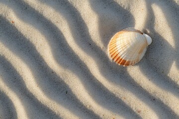Ripple pattern in sand with small seashell center