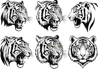 Tiger Roaring Head_Silhouette Vector.eps