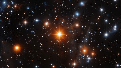 Fototapeta premium Cosmic cluster, bright star, many stars