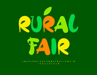 Vector Event flyer Rural Fair. Bright Playful Font. Trendy Decorative Alphabet Letters and Numbers set.