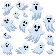 Halloween ghost spooky set vector isolated white background