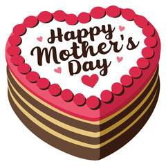 Mothers day cake heart vector isolated white background