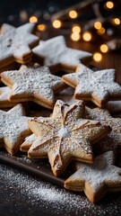 Star-Shaped Holiday Cookies with Powdered Sugar Dusting
