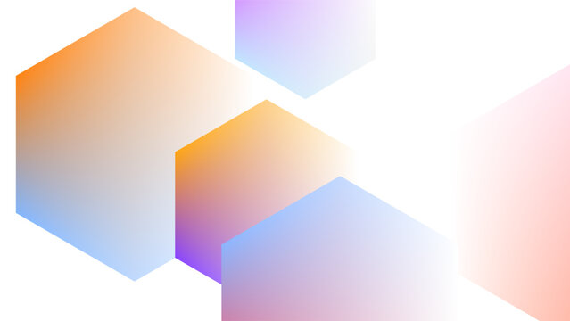 ABSTRACT WHITE BACKGROUND WITH HEXAGON GEOMETRIC SHAPES ORANGE PIRPLE GRADIENT MESH SMOOTH LIQUID COLORFUL DESIGN VECTOR TEMPLATE GOOD FOR MODERN WEBSITE, WALLPAPER, COVER DESIGN 