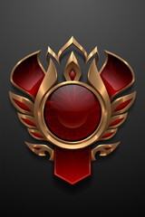 Red and gold badge template on black background