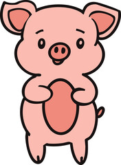cute vector illustration of a pig
