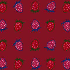 sweet strawberries juicy fruit line illustration CMYK vector graphic