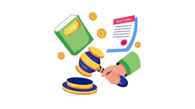 Auction 2D Flat Animations.