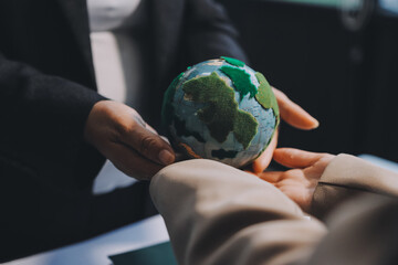 Sustainable development with renewable energy solutions, ecology concept, green business.