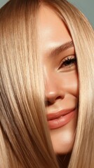Naklejka premium A woman with blonde hair and a smile