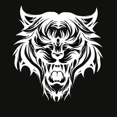 Fototapeta premium Tiger head design tribal tattoo